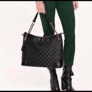 TORY BURCH FLEMMING BLACK LEATHER TOTE